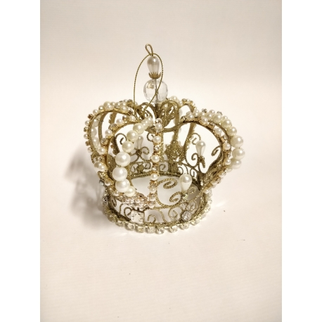 GOLD, PEARL WIRE CROWN - 12.5CM