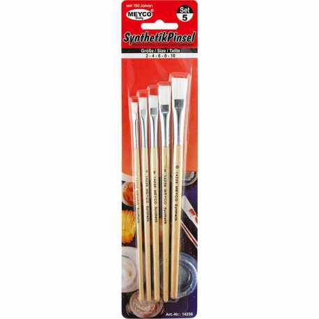 SYNTHETIC PAINTBRUSH SET WHITE 5PCS - 2 - 4 - 6 - 8 - 10