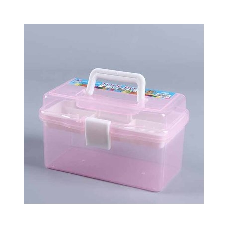 PINK PLASTIC CARRYING BOX 26 X 16.5 X 14CM