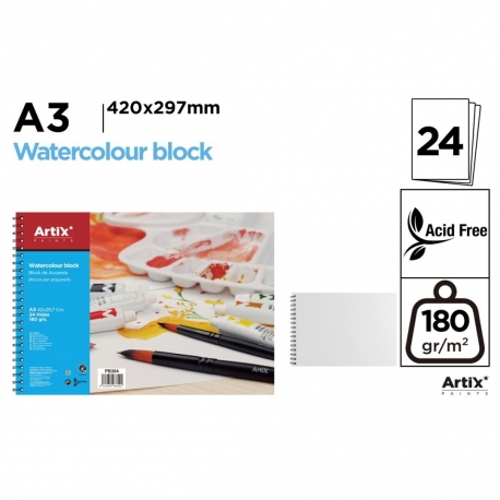 AQUARELLE PAD A3 24 PAGES 180GRS