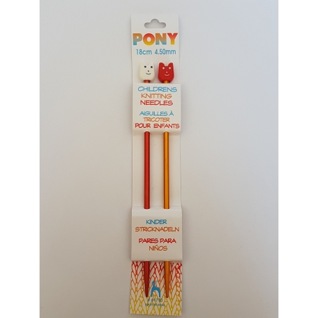 CHILDREN'S ALUMINIUM KNITTING NEEDLES - 4.5MM X 18CM